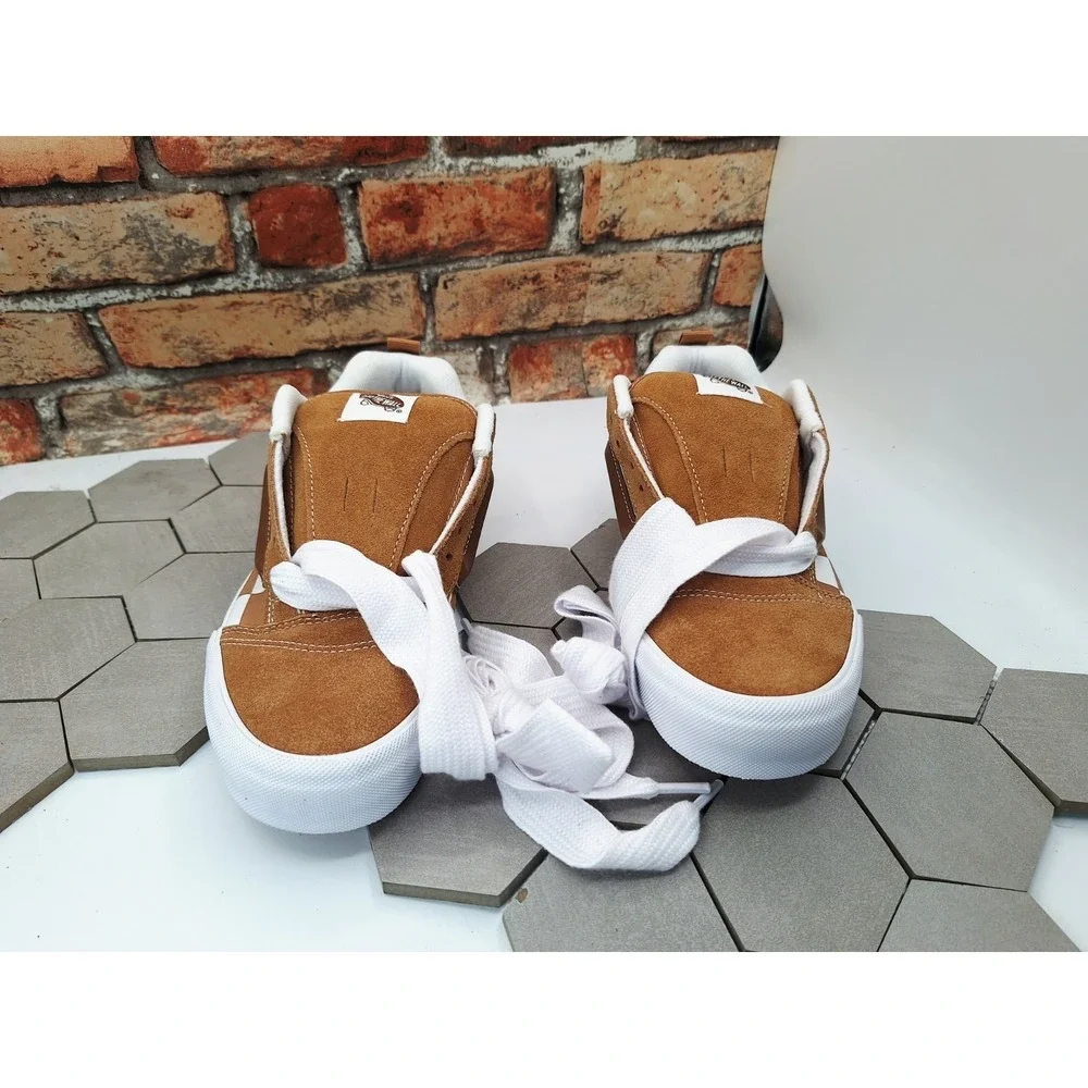 Vans Knu Skool Mega Check Brown Skate Shoes Men's 8 Wheat Checkerboard Women 9.5 - Picture 3 of 9